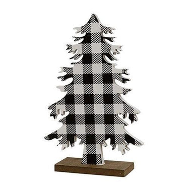 Black & White Buffalo Check Wood Tree Medium - The Fox Decor